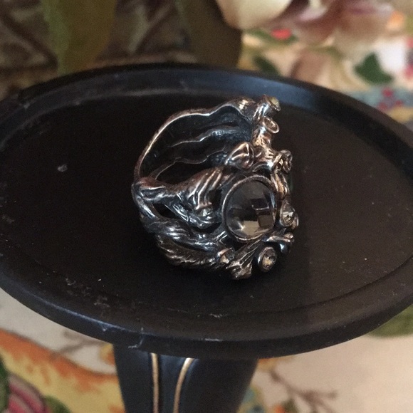 Gothic style gemstone ring size 6-7 not silver - Picture 2 of 5